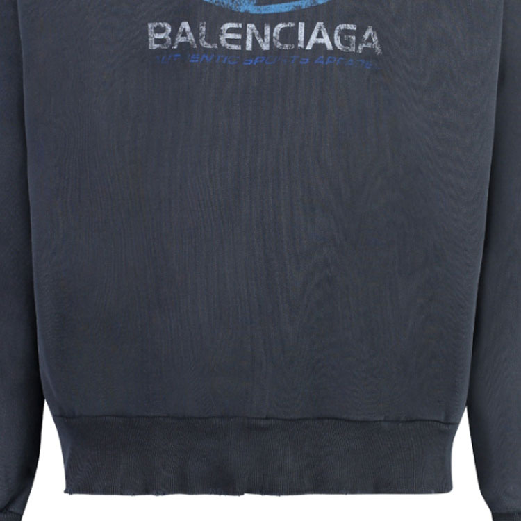 Details for Balenciaga FW23 標誌印花海軍藍圓領長袖T恤 常規版型 697869TPVU71412