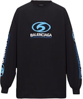 Balenciaga FW23 Logo Print Crewneck Sweatshirt Relaxed Fit Black Menswear 739027TPVU61165 Balenciaga FW23 Logo Print Crewneck Sweatshirt Relaxed Fit Black Menswear 739027TPVU61165