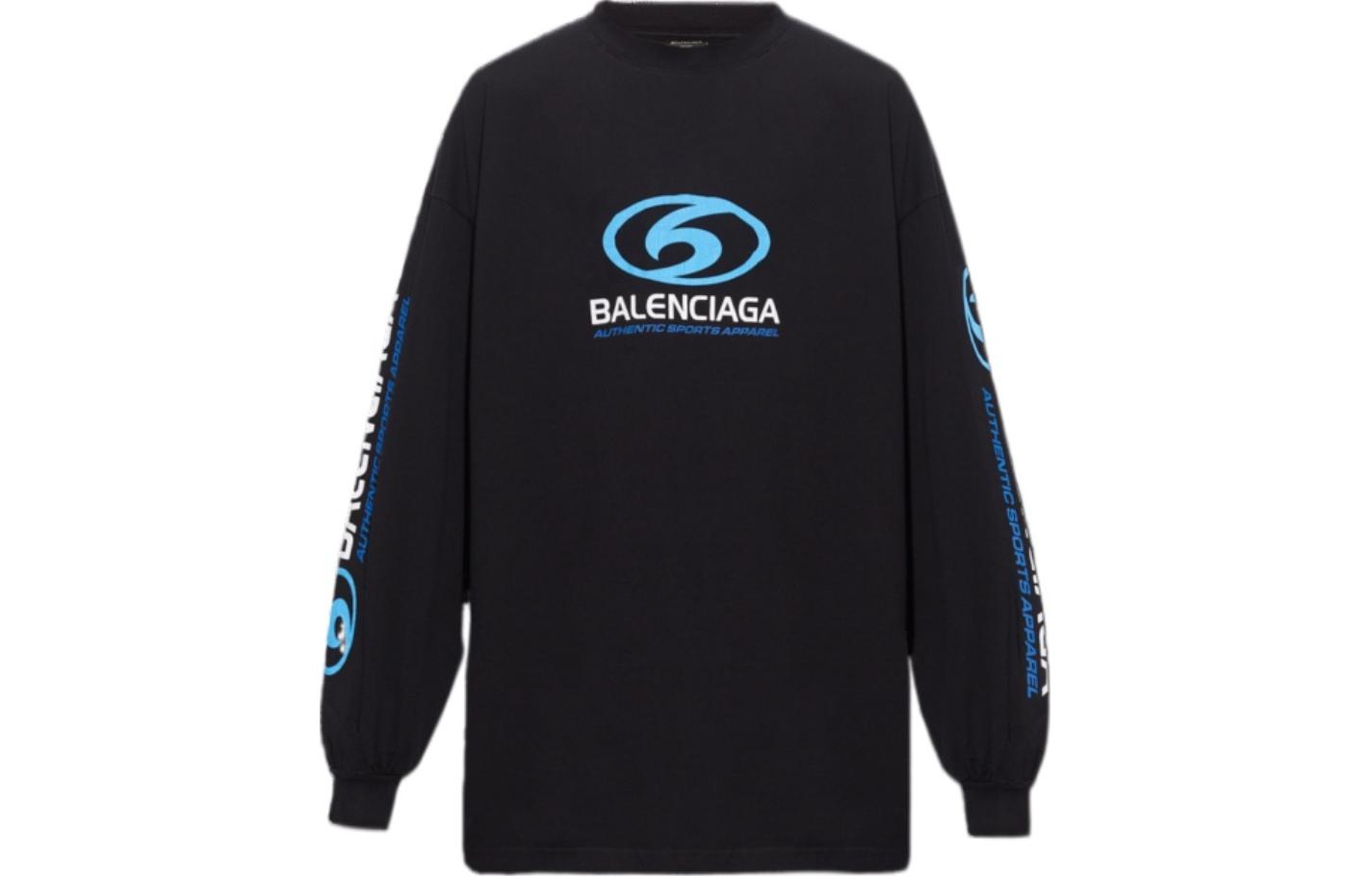 Order Balenciaga FW23 Logo Print Crewneck Sweatshirt Relaxed Fit Black Menswear 739027TPVU61165