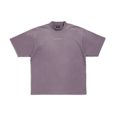 Balenciaga FW23 Logo Print Crewneck T-Shirt Regular Fit Purple Gray 764235TPVK15500