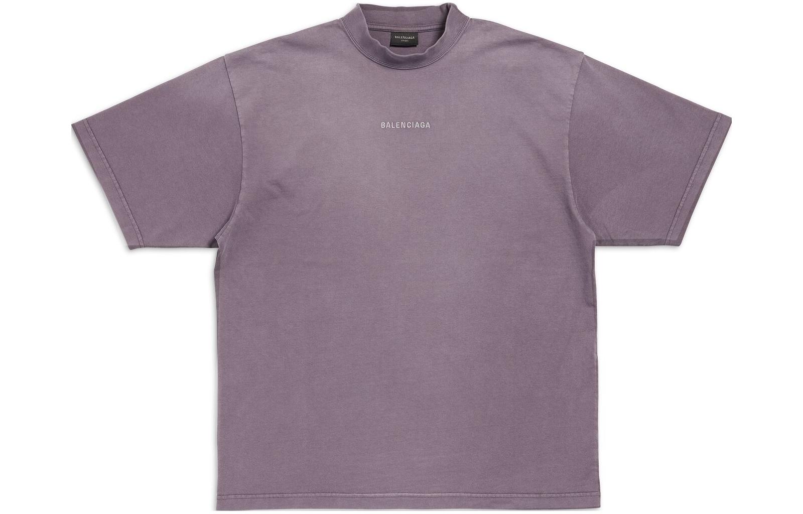 Order Balenciaga FW23 Logo Print Crewneck T-Shirt Regular Fit  Purple Gray 764235TPVK15500