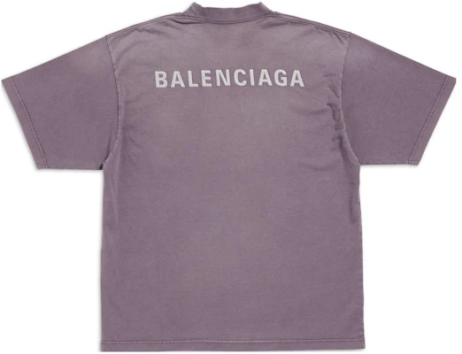 Balenciaga FW23 Logo Print Crewneck T-Shirt Regular Fit Purple Gray 764235TPVK15500 Lookbook Balenciaga FW23 Logo Print Crewneck T-Shirt Regular Fit Purple Gray 764235TPVK15500