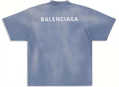 バレンシアガ FW23 ロゴプリント クルーネックTシャツ レギュラーフィット ブルー/ホワイト. 764235TPVK14313 Lookbook バレンシアガ FW23 ロゴプリント クルーネックTシャツ レギュラーフィット ブルー/ホワイト. 764235TPVK14313