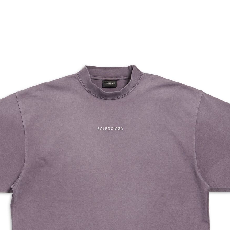 Shop Balenciaga FW23 Logo Print Crewneck T-Shirt Regular Fit  Purple Gray 764235TPVK15500