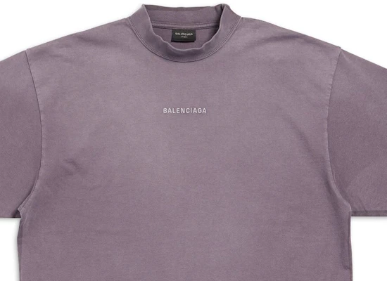Balenciaga FW23 Logo Print Crewneck T-Shirt Regular Fit Purple Gray 764235TPVK15500 Shop Balenciaga FW23 Logo Print Crewneck T-Shirt Regular Fit Purple Gray 764235TPVK15500