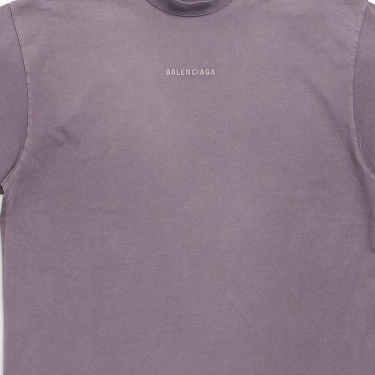 Details for Balenciaga FW23 Logo Print Crewneck T-Shirt Regular Fit  Purple Gray 764235TPVK15500