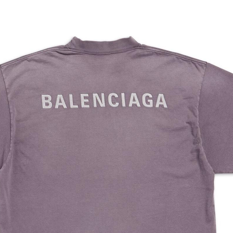 Cheap Balenciaga FW23 Logo Print Crewneck T-Shirt Regular Fit  Purple Gray 764235TPVK15500