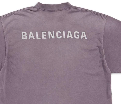 Balenciaga FW23 Logo Print Crewneck T-Shirt Regular Fit Purple Gray 764235TPVK15500 Cheap Balenciaga FW23 Logo Print Crewneck T-Shirt Regular Fit Purple Gray 764235TPVK15500