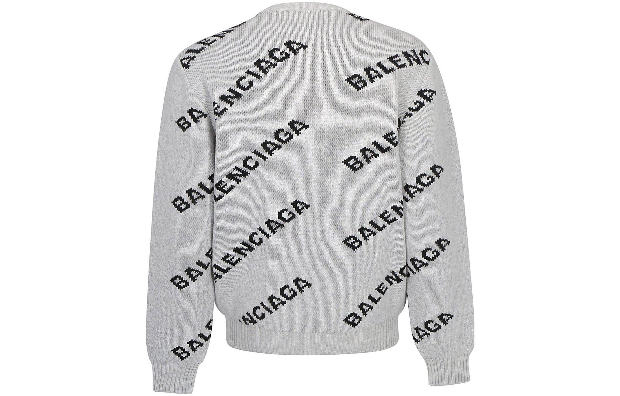 Balenciaga FW23 Logo Print Grey Crewneck Sweater Regular Fit for Men 534418T14711262 圖 3
