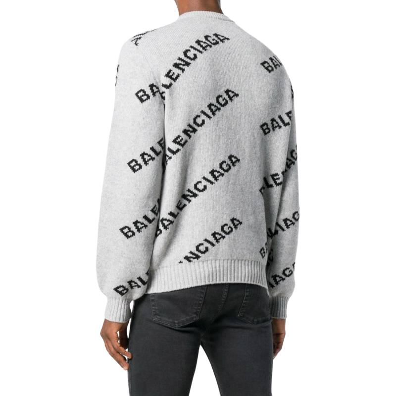 Balenciaga FW23 Logo Print Grey Crewneck Sweater Regular Fit for Men 534418T14711262 圖 6