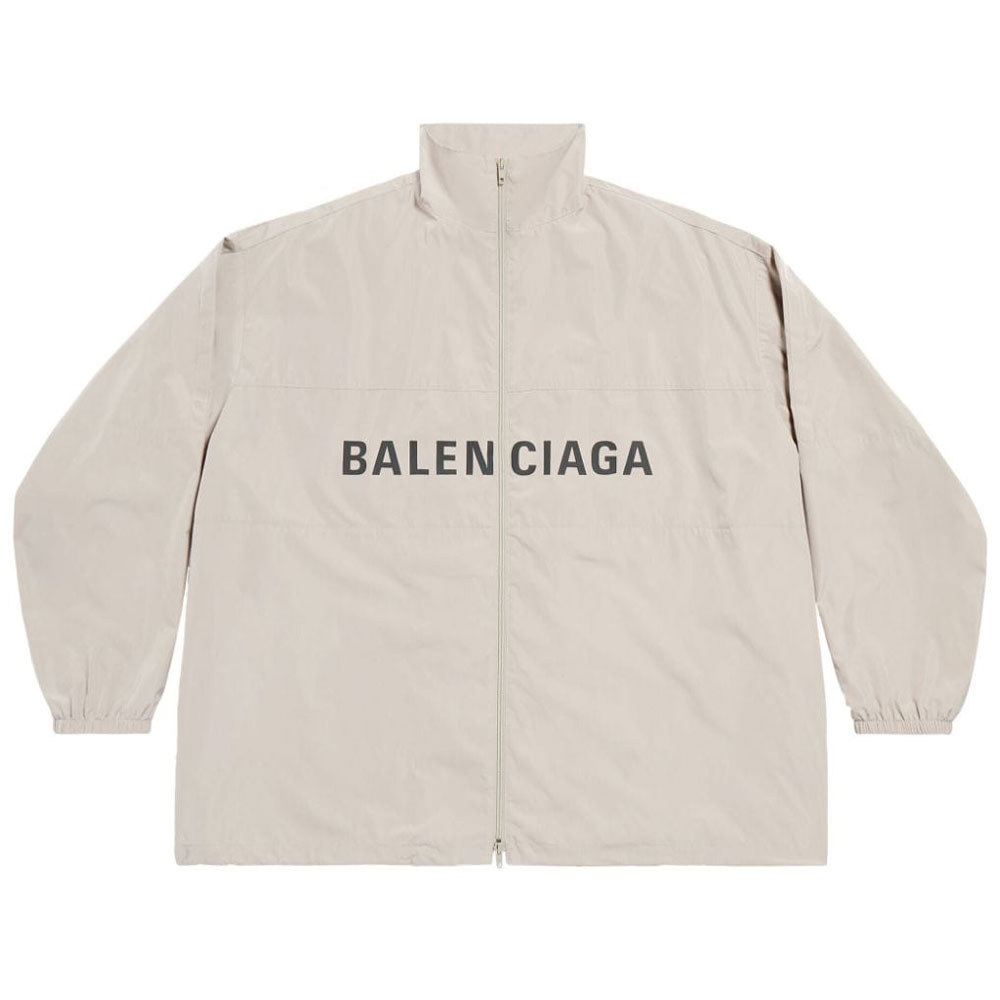 Balenciaga FW23 Logo Print High-Neck Long Sleeve Jacket  Loose Fit Off-White 725302TPO069501