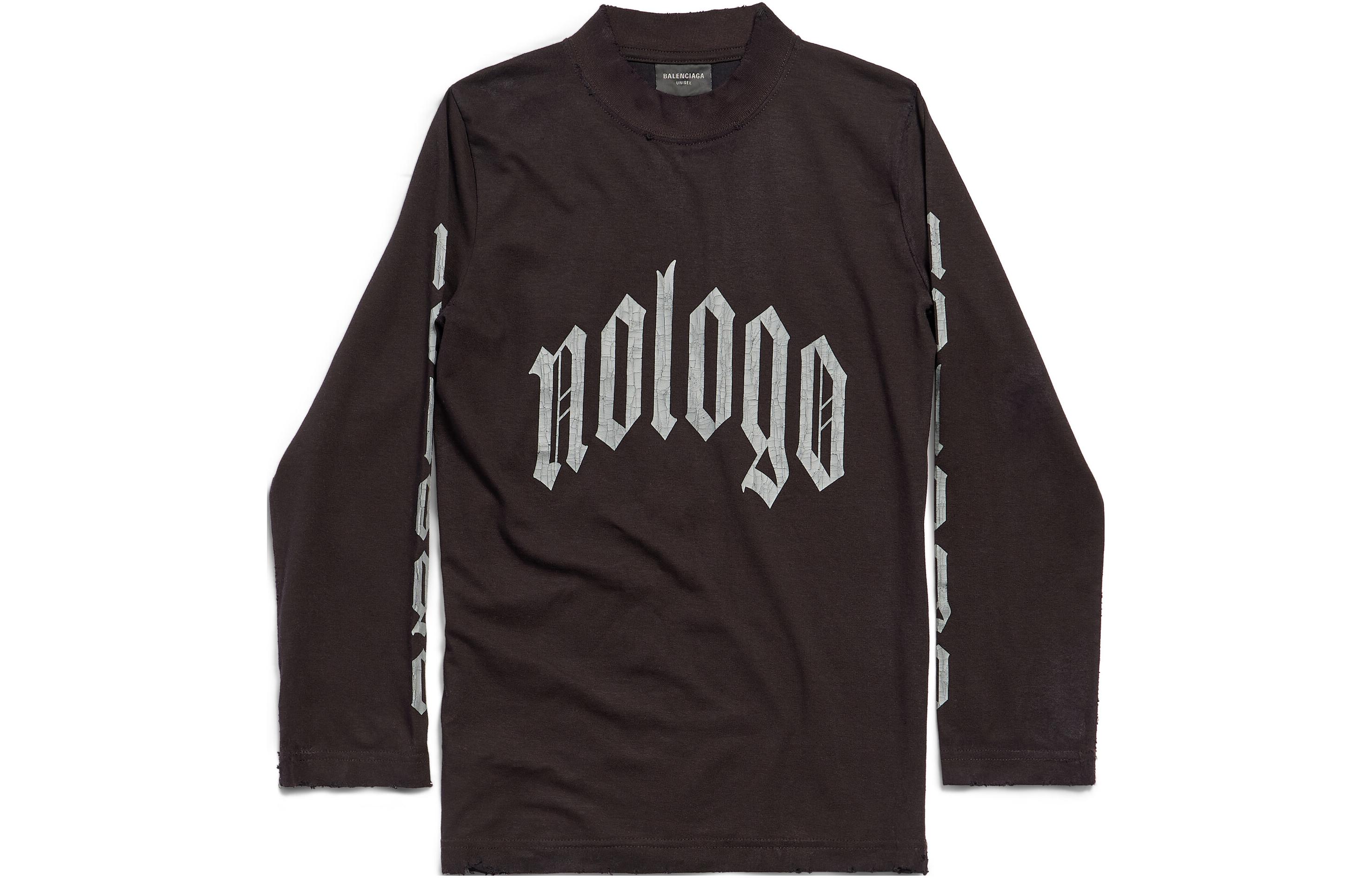 Balenciaga FW23 Logo Print Long Sleeve T-Shirt Unisex Regular Fit. 788244TQVK51200