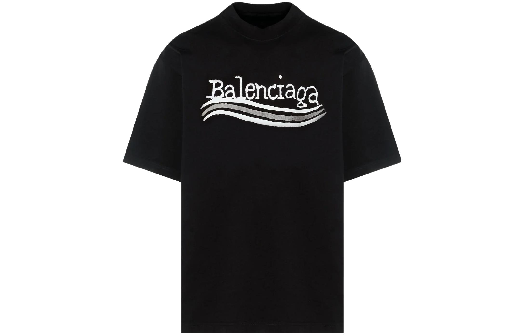 Balenciaga FW23 Logo Print Oversized Black T-Shirt Menswear. 641675TNVE71197