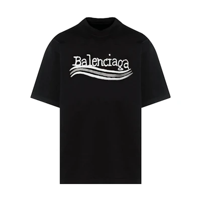 Balenciaga FW23 Logo Print Oversized Black T-Shirt Menswear. 641675TNVE71197