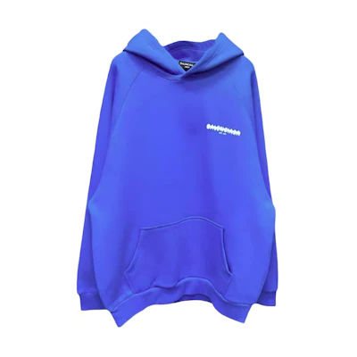 Balenciaga FW23 Logo Print Oversized Hoodie Blue Long Sleeve Pullover. 697879TMVH24024