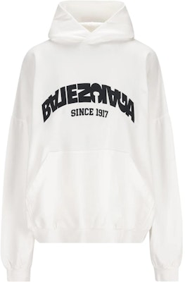 巴黎世家FW23logo印花宽松连帽衫男女同款白色 761458TPVG19040 Buy 巴黎世家FW23logo印花宽松连帽衫男女同款白色 761458TPVG19040