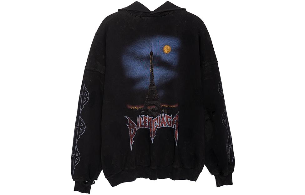 Balenciaga FW23 Logo Print Oversized Hoodie Unisex Black 744462TOVE31055