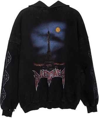 巴黎世家 FW23 男女同款黑色Logo印花宽松连帽衫 744462TOVE31055 Buy 巴黎世家 FW23 男女同款黑色Logo印花宽松连帽衫 744462TOVE31055