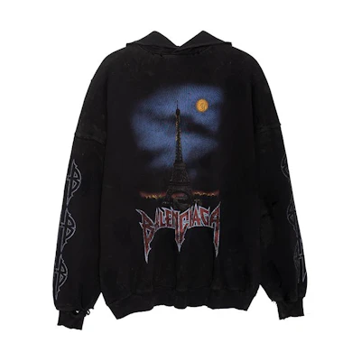 Balenciaga FW23 Logo Print Oversized Hoodie Unisex Black 744462TOVE31055