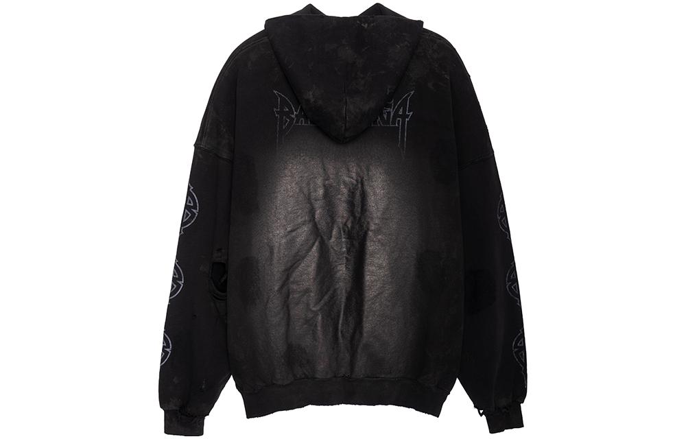 Lookbook 巴黎世家 FW23 男女同款黑色Logo印花宽松连帽衫 744462TOVE31055