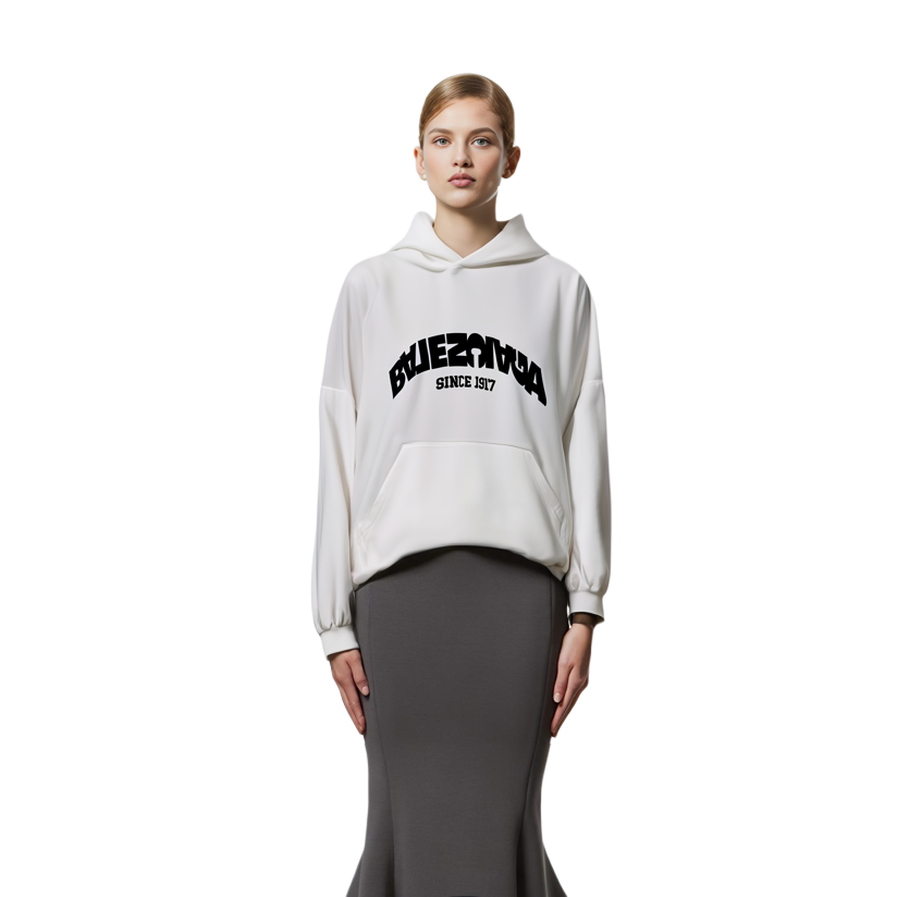 Shop 巴黎世家FW23logo印花宽松连帽衫男女同款白色 761458TPVG19040