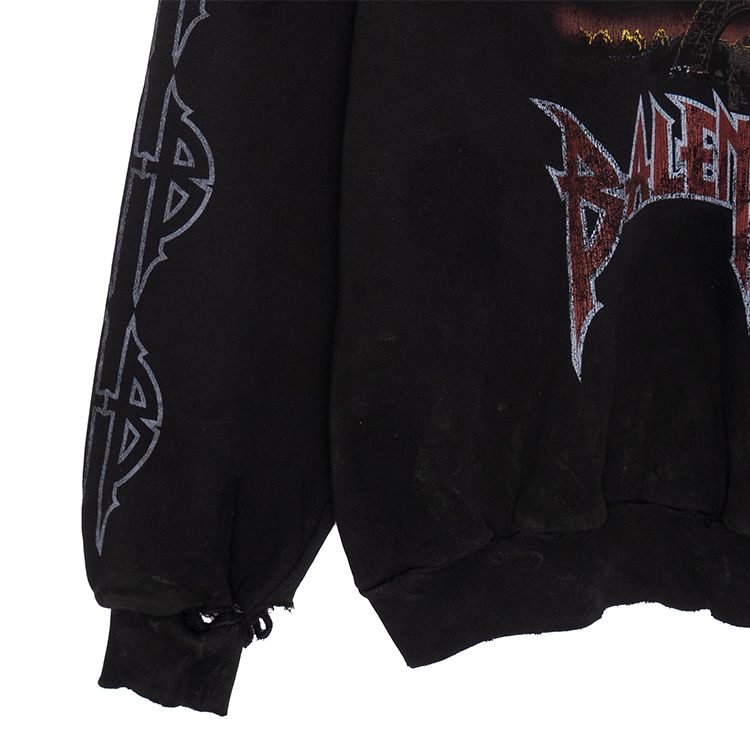 Purchase 巴黎世家 FW23 男女同款黑色Logo印花宽松连帽衫 744462TOVE31055