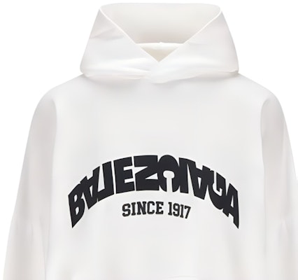 巴黎世家FW23logo印花宽松连帽衫男女同款白色 761458TPVG19040 Sizing 巴黎世家FW23logo印花宽松连帽衫男女同款白色 761458TPVG19040