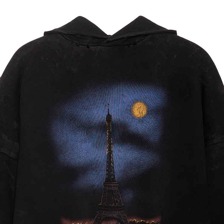 Sizing 巴黎世家 FW23 男女同款黑色Logo印花宽松连帽衫 744462TOVE31055