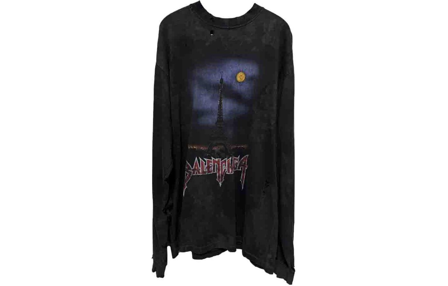 Balenciaga FW23 Logo Print Oversized Long Sleeve T-Shirt Unisex Black. 744449TOVE41055