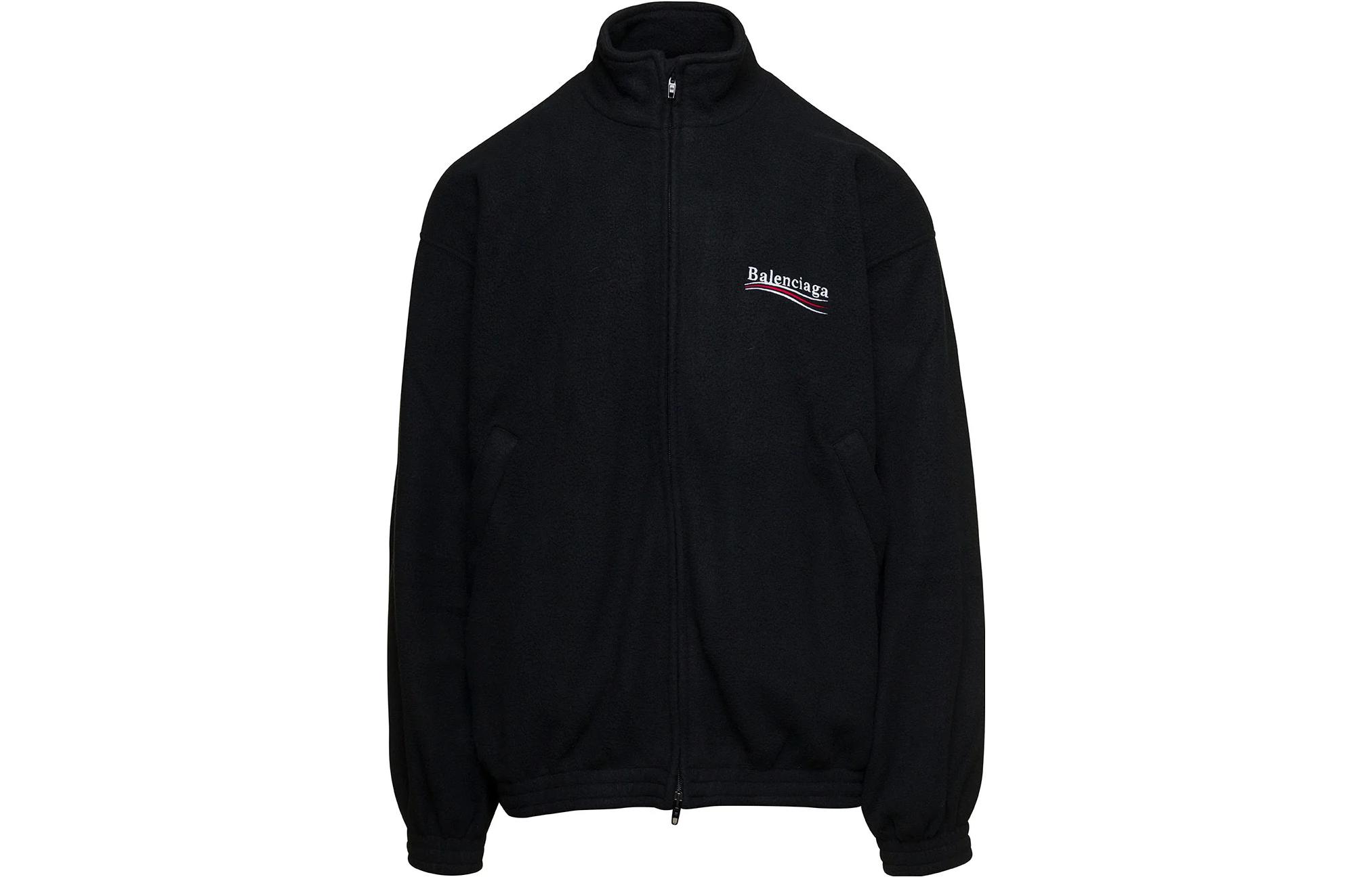 Balenciaga FW23 Logo Print Zip-Up Jacket Black  Long Sleeve 768398TOVV11000
