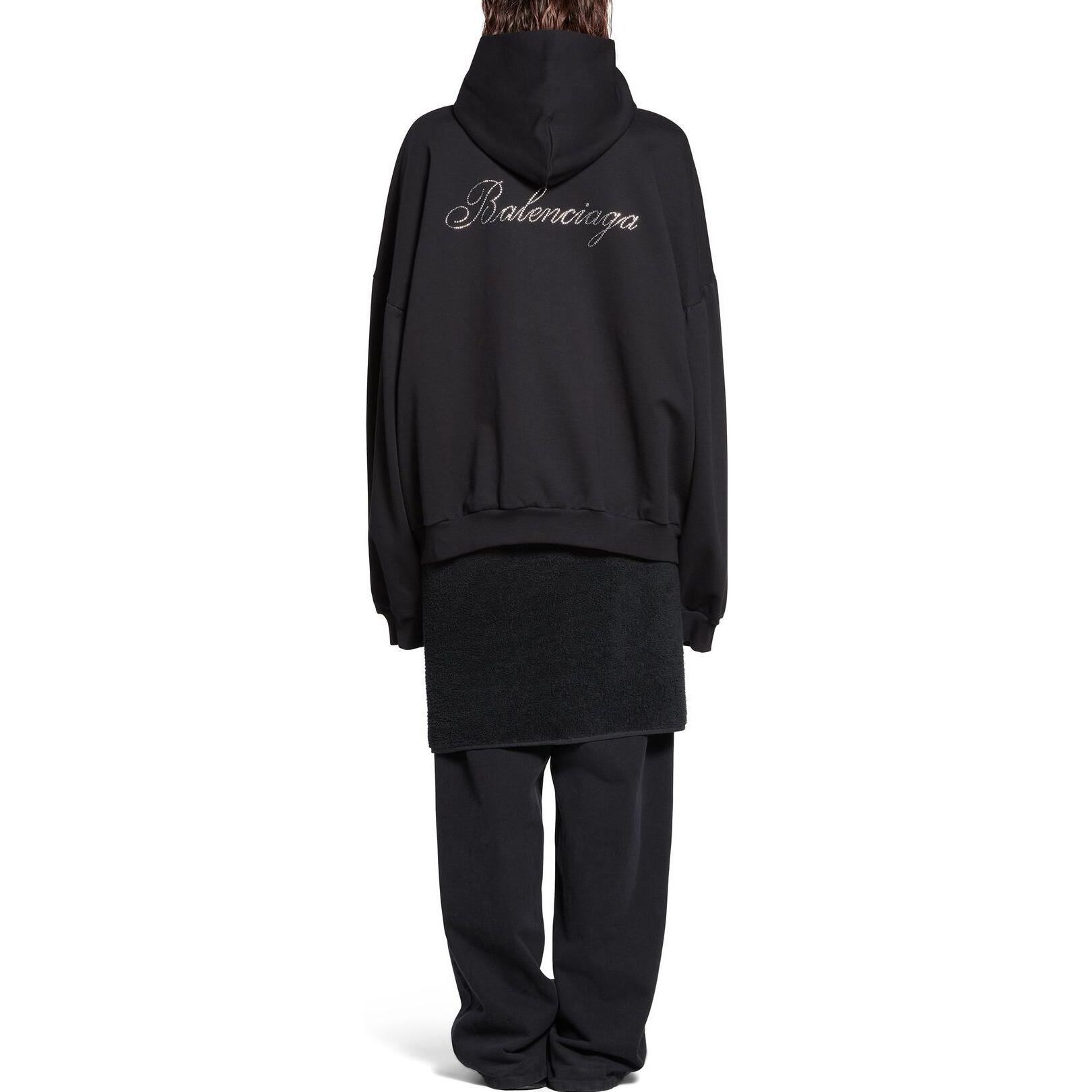 Balenciaga FW23 Logo Rhinestone Hoodie Unisex Oversized Fit Black. 761458TPVP51000 圖 4