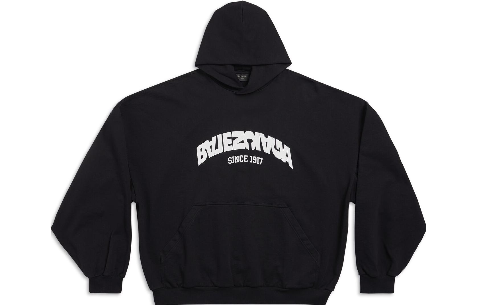 Balenciaga FW23 Oversized Black Logo Print Hoodie Unisex. 761458TPVG11070