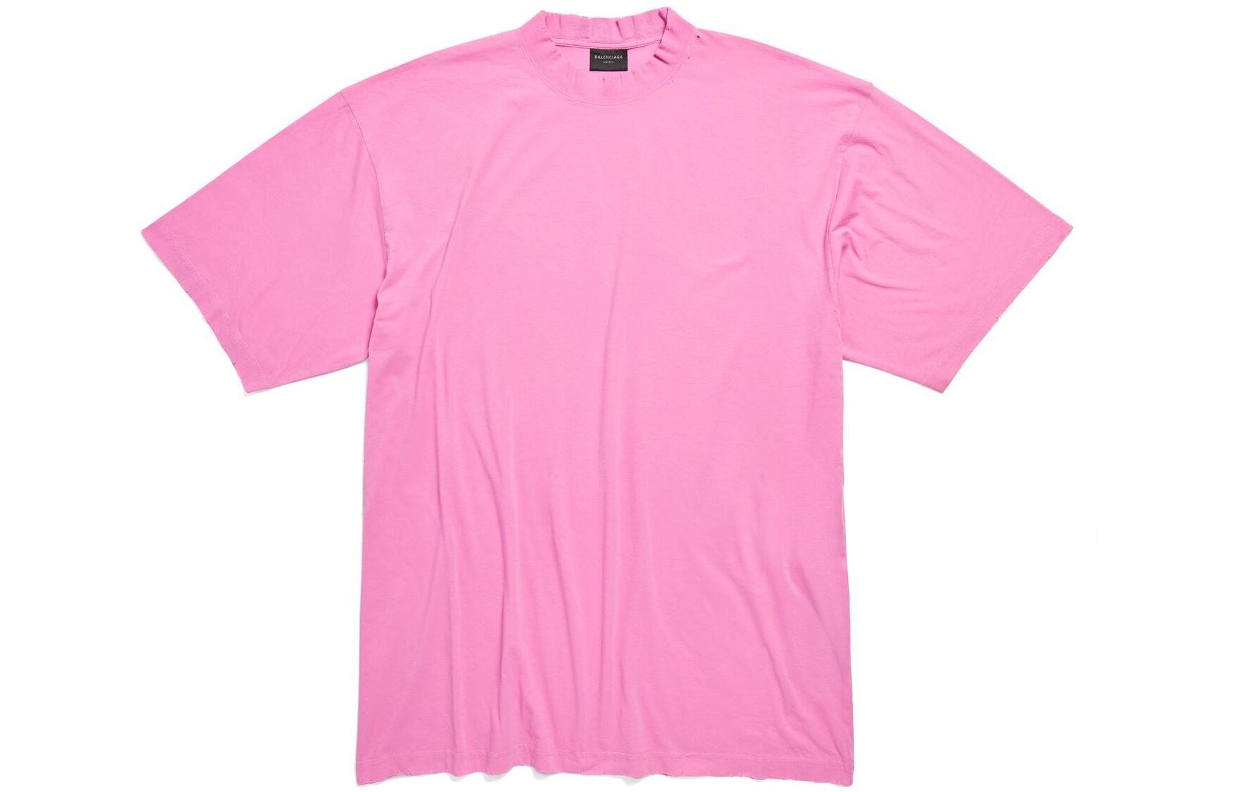 Buy Balenciaga FW23 Pink Letter Print Oversized Relaxed Fit Unisex 5-Sleeve Tee. 739784TOVF41401