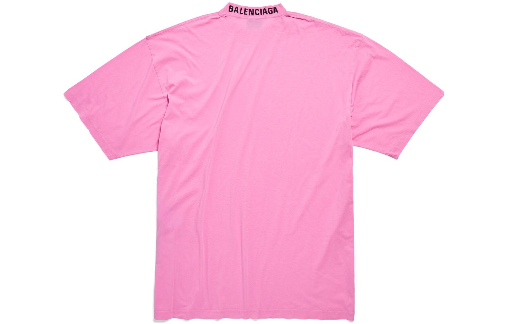 Lookbook Balenciaga FW23 Pink Letter Print Oversized Relaxed Fit Unisex 5-Sleeve Tee. 739784TOVF41401