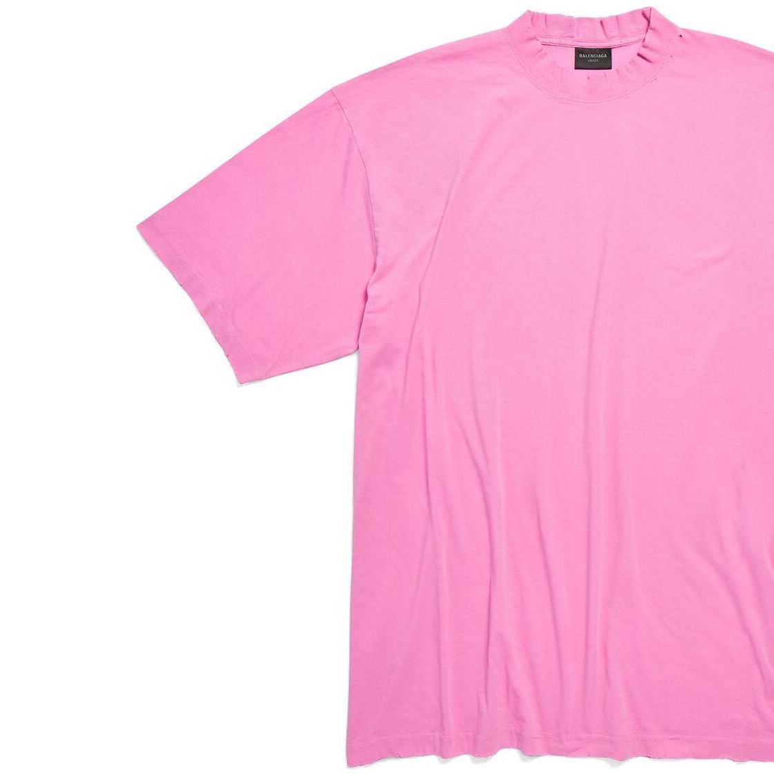 Details for Balenciaga FW23 Pink Letter Print Oversized Relaxed Fit Unisex 5-Sleeve Tee. 739784TOVF41401