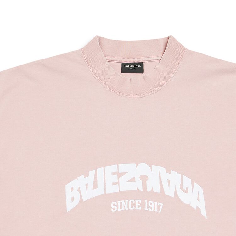 Shop 巴黎世家 FW23 粉色印花標誌中性圓領T恤 常規版型 764235TPVF95708