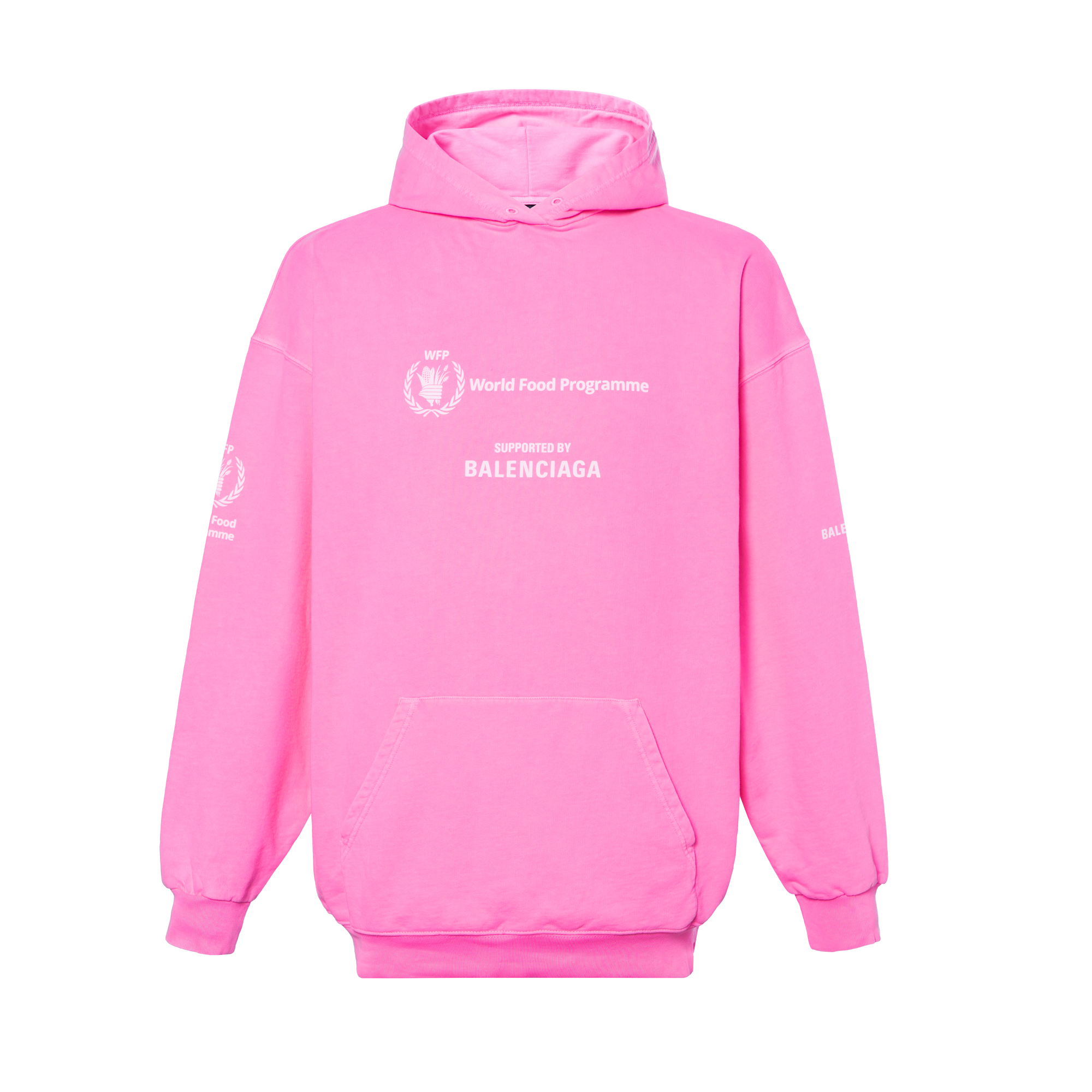 Balenciaga FW23 Pink Logo Print Pullover Hoodie Unisex Regular Fit 578135TMVL15001