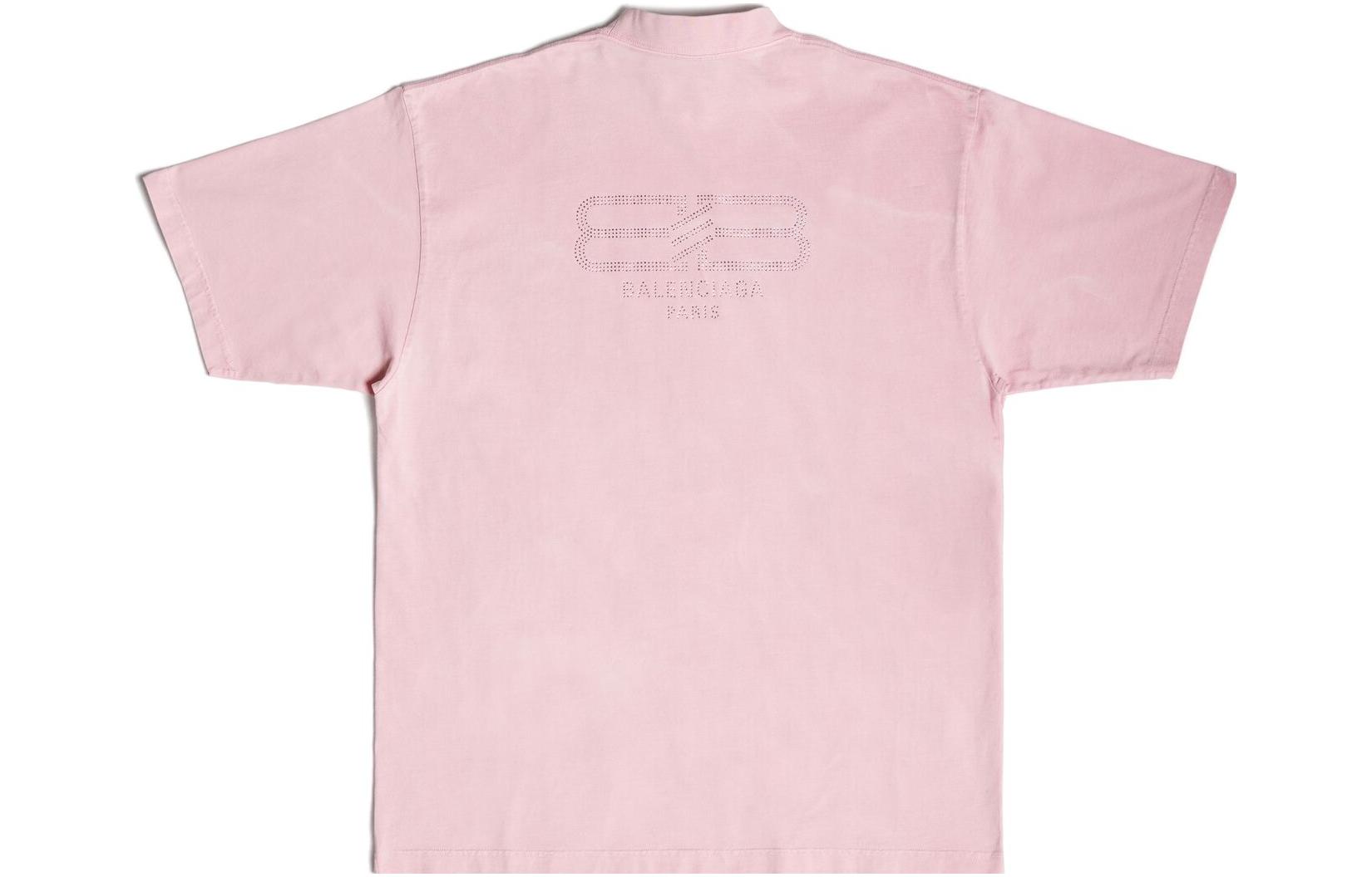 Balenciaga FW23 Pink Rhinestone Crewneck Short Sleeve T-Shirt Unisex Regular Fit 739784TOVU83167 圖 3