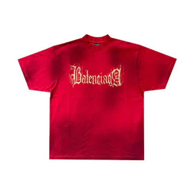 Balenciaga FW23 Red Relaxed Fit Crewneck T-Shirt Casual Wear. 739784TOVE16400