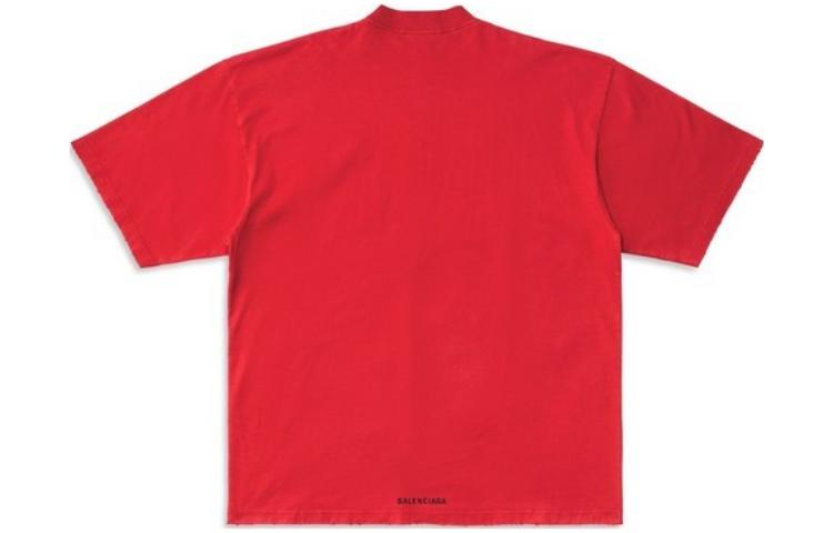 Balenciaga FW23 Red Unisex Relaxed Fit Tee with Solid Color & Embroidered Logo. 744439TOVM75871 圖 3