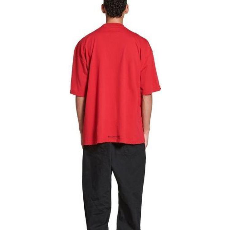 Balenciaga FW23 Red Unisex Relaxed Fit Tee with Solid Color & Embroidered Logo. 744439TOVM75871 圖 5