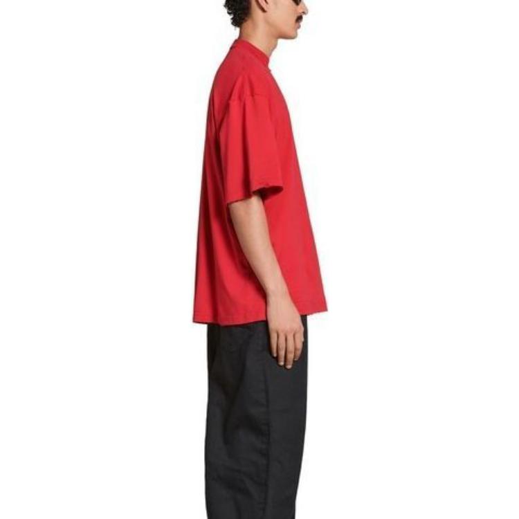 Balenciaga FW23 Red Unisex Relaxed Fit Tee with Solid Color & Embroidered Logo. 744439TOVM75871 圖 6