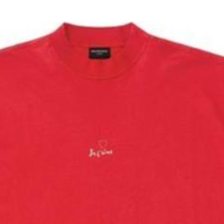 Balenciaga FW23 Red Unisex Relaxed Fit Tee with Solid Color & Embroidered Logo. 744439TOVM75871 圖 7