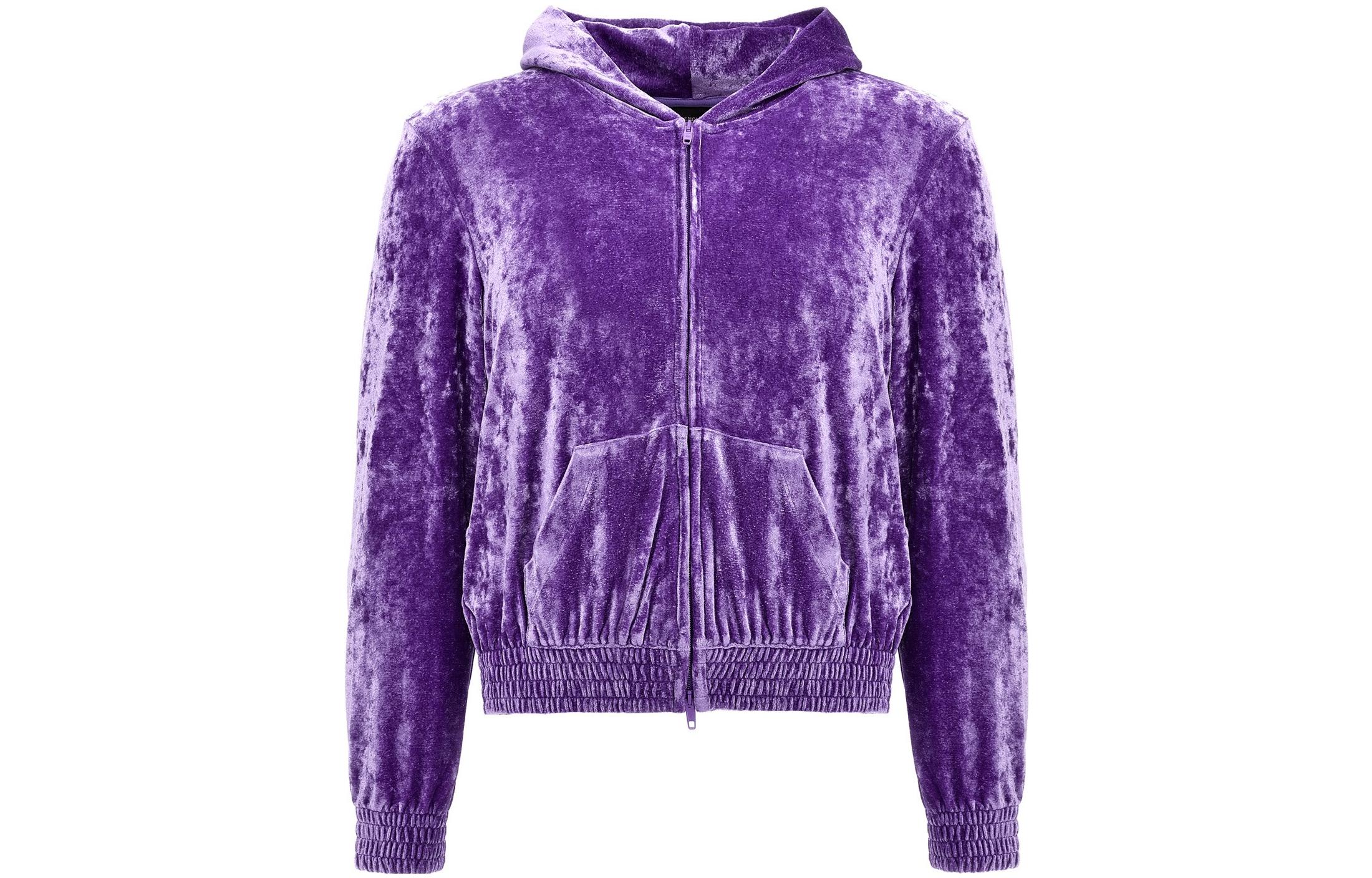 Balenciaga FW23 Solid Color Hoodie Zip Jacket Regular Fit Purple Men’s 753402TOV105310