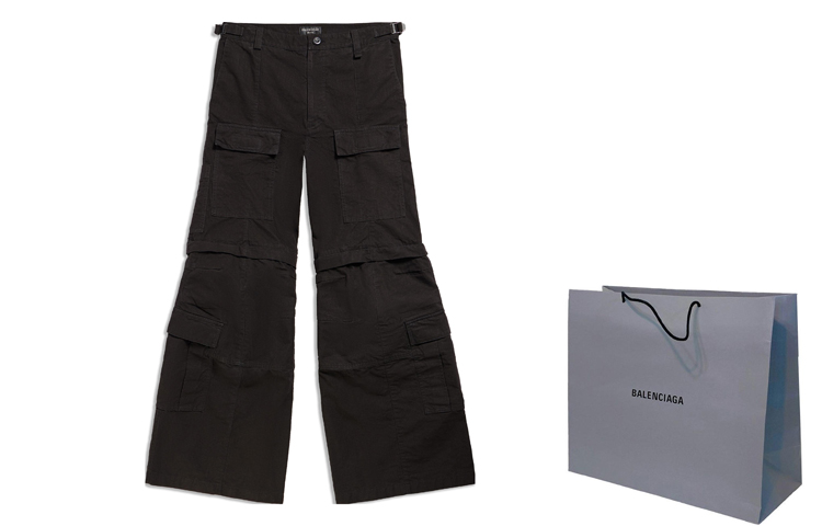 Shop Balenciaga FW23 素色中腰寬鬆喇叭休閒工裝褲 男女款. 768810TKP279509