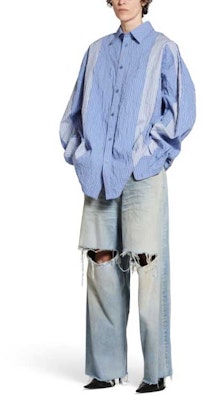 발렌시아가 FW23 스트라이프 컬러블록 싱글 오버사이즈 셔츠 블루 유니섹스. 751447TOM044249 Shop 발렌시아가 FW23 스트라이프 컬러블록 싱글 오버사이즈 셔츠 블루 유니섹스. 751447TOM044249