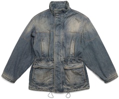 Balenciaga FW23 Unisex Blue Denim Jacket Slim Fit Stand Collar Long Sleeve. 750946TNW654036 Balenciaga FW23 Unisex Blue Denim Jacket Slim Fit Stand Collar Long Sleeve. 750946TNW654036