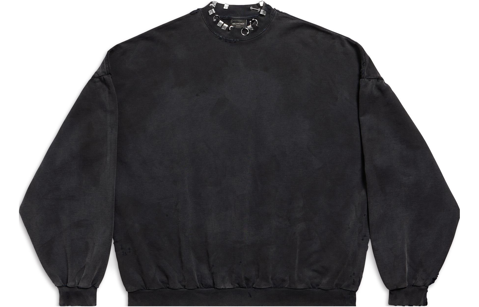 Balenciaga FW23 Unisex Oversized Solid Sweatshirt with Metal Accent 762718TPVD91055