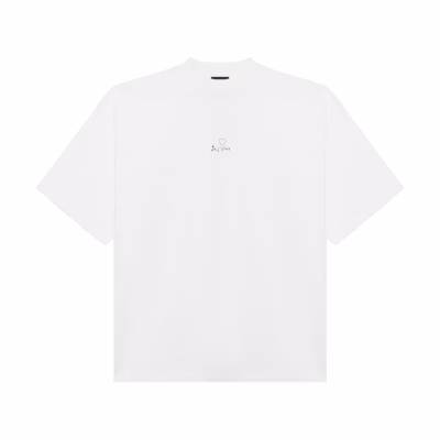 Balenciaga FW23 Unisex Relaxed Fit White Logo Embroidered T-Shirt. 744439TOVM79079