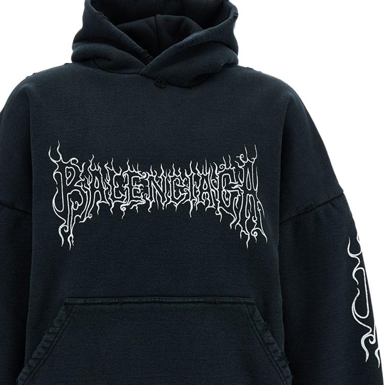 Details for 발렌시아가 FW23 웨이브 로고 오버사이즈 후디 유니섹스 블랙. 761458TPVN81070